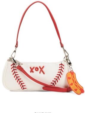 BETSEY JOHNSON Baseball Hot Dog Americana Baguette Bag Purse & Charm NEW NWT